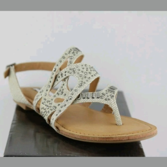 Shoes - Not Rated Bastin Glitter Nude Sandals